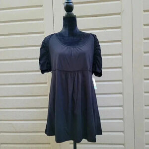 NWOT Duo Maternity Shirt T-Shirt Top Rutched Short Sleeve Black Maternity Tie XL